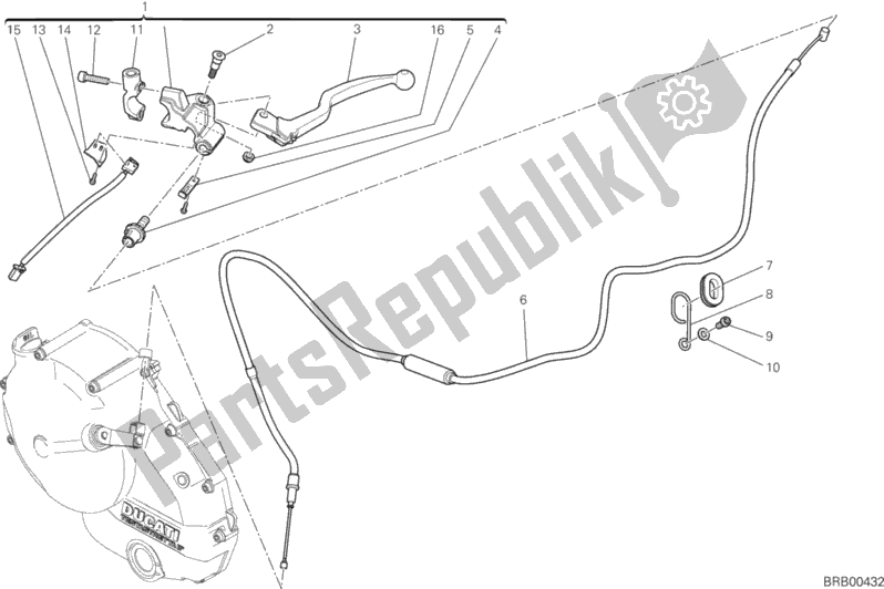 All parts for the Clutch Control of the Ducati Hypermotard Hyperstrada USA 821 2014